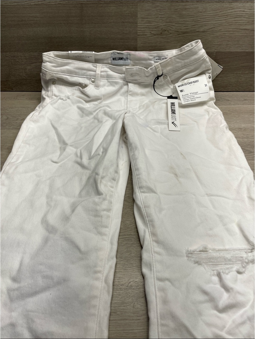 William Rast White Boyfriend Jeans with Subtle Distress C14